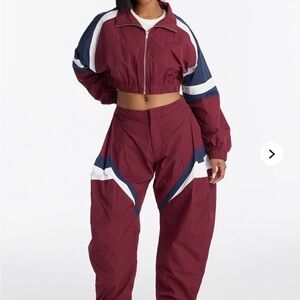 Stylish Burgundy and Navy Women's Tracksuit
